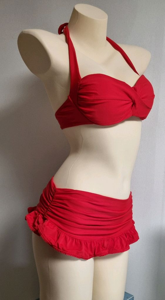 발리비키 레드 홀트넥 비키니 M--1