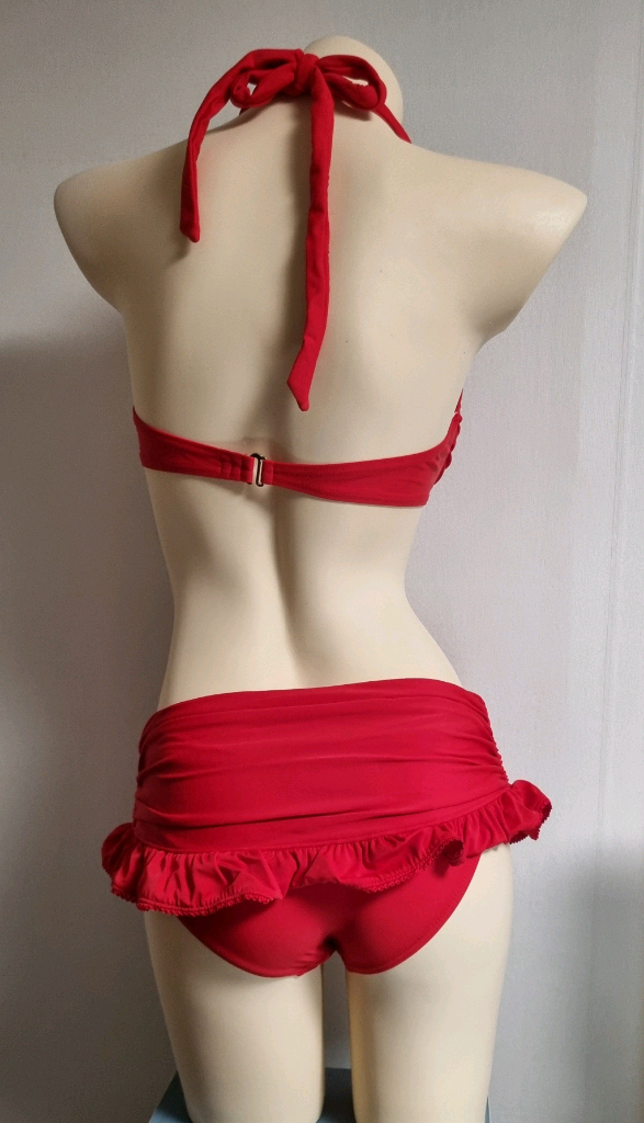 발리비키 레드 홀트넥 비키니 M--2