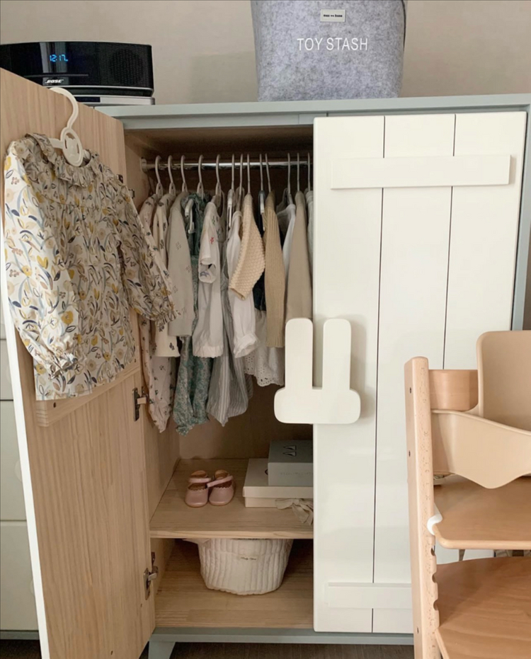 솜트리 원목베이비 옷장,서랍장 세트 (그레이/화이트)--6