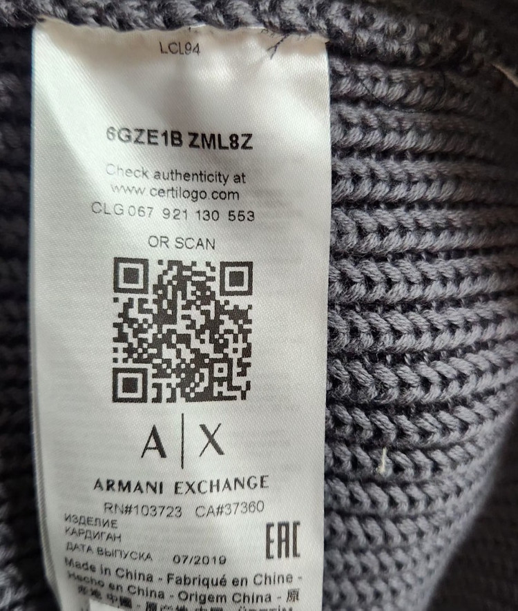 [아르마니익스체인지] 90 55 여 니트집업 이미지