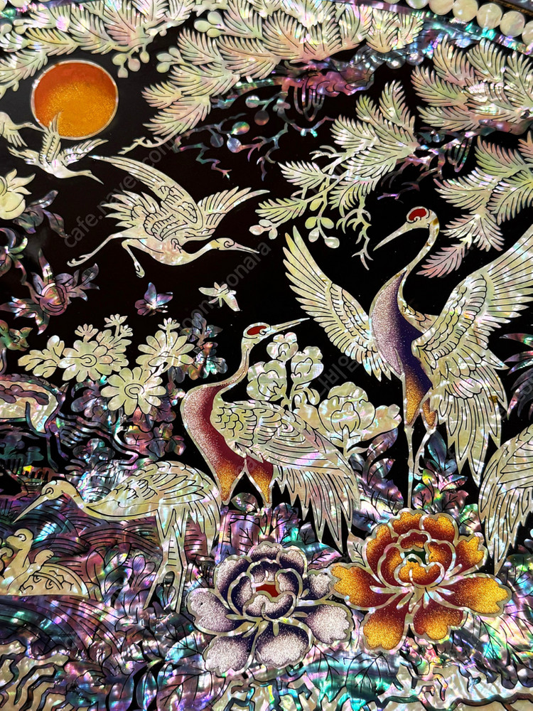 나전칠기 십장생 타원쟁반 김영만작품 (새상품)--2