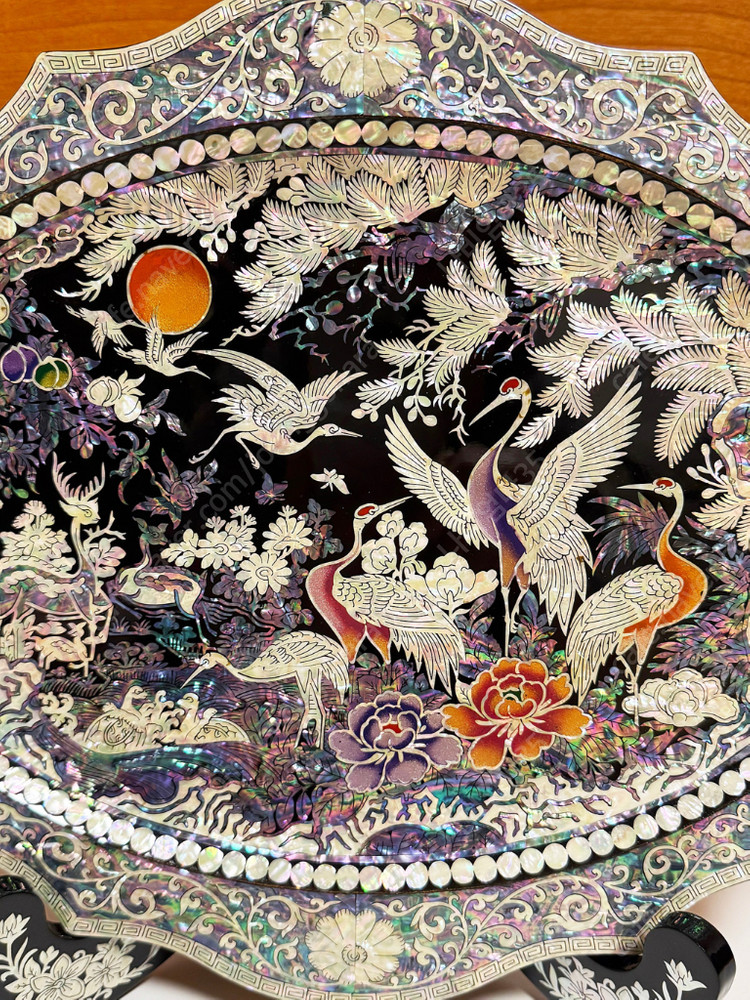 나전칠기 십장생 타원쟁반 김영만작품 (새상품)--5