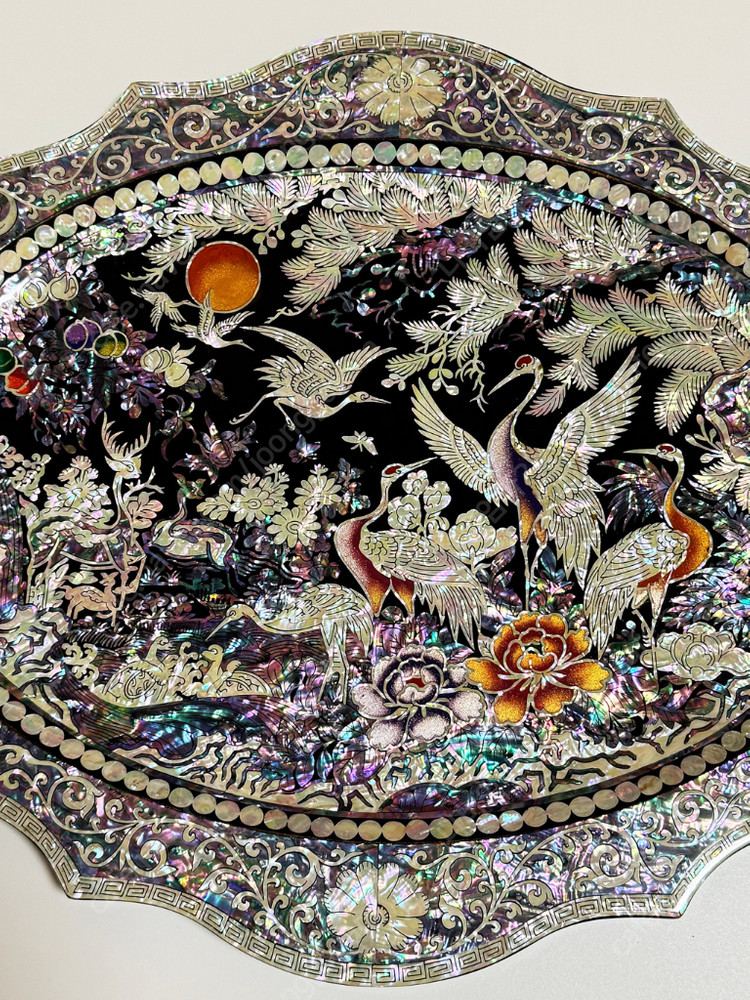 나전칠기 십장생 타원쟁반 김영만작품 (새상품)--7