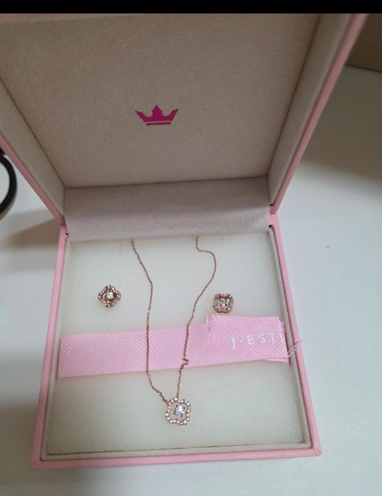 제이에스티나 네잎클로버 목걸이+귀걸이--2