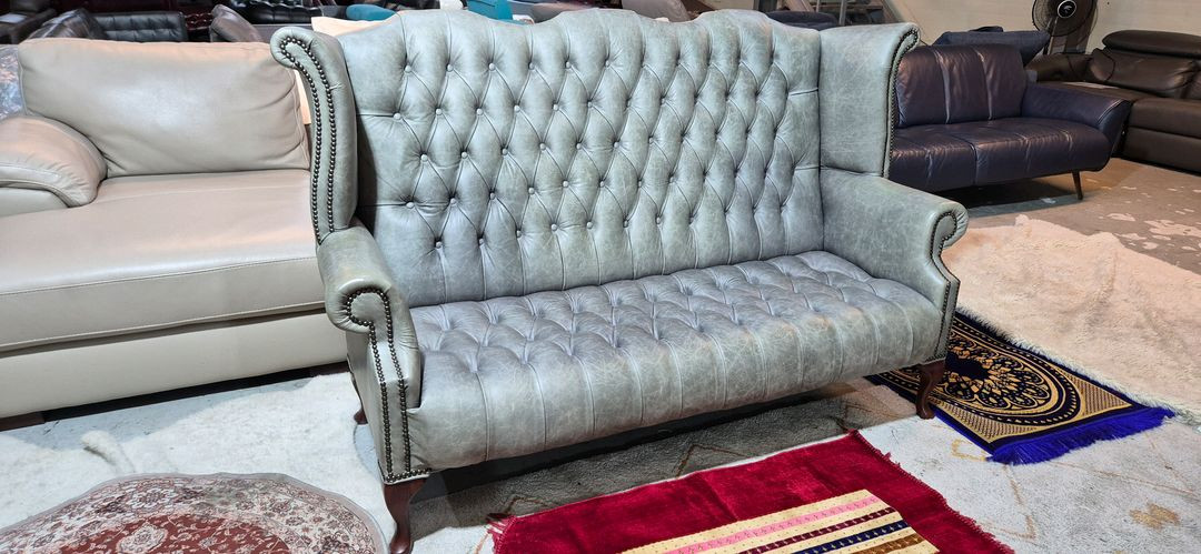 영국 체스터필드 최고급 전체 애닐린 천연가죽 3인소파--2