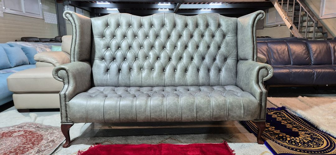 영국 체스터필드 최고급 전체 애닐린 천연가죽 3인소파--3