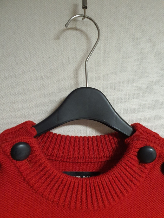 이자벨마랑 버튼 디테일 레드 니트 55~66사이즈 정품--5