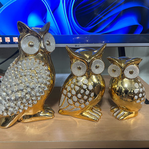 금색 부엉이 장식품 3개 세트 인테리어 소품