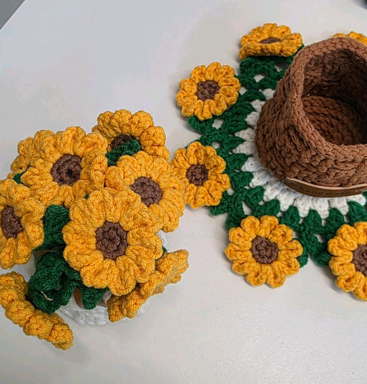 핸드 메이드 뜨개화분 티코스터--1