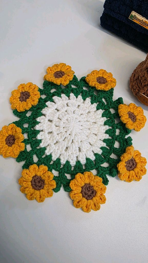 핸드 메이드 뜨개화분 티코스터--2