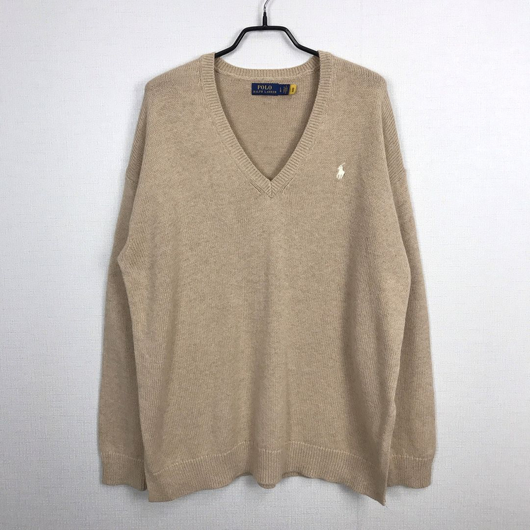폴로 랄프로렌 V넥 절개 오버핏 니트 여성L--1