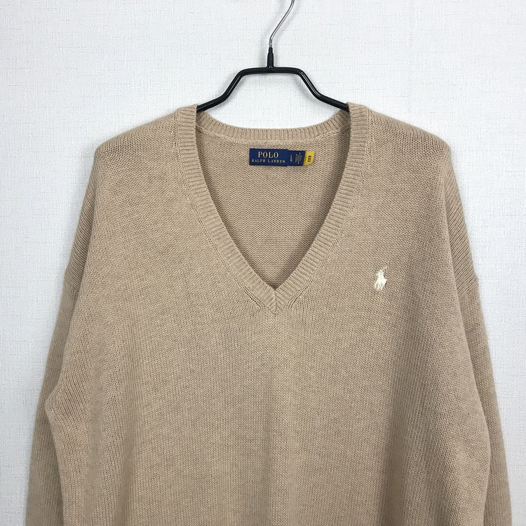 폴로 랄프로렌 V넥 절개 오버핏 니트 여성L--2