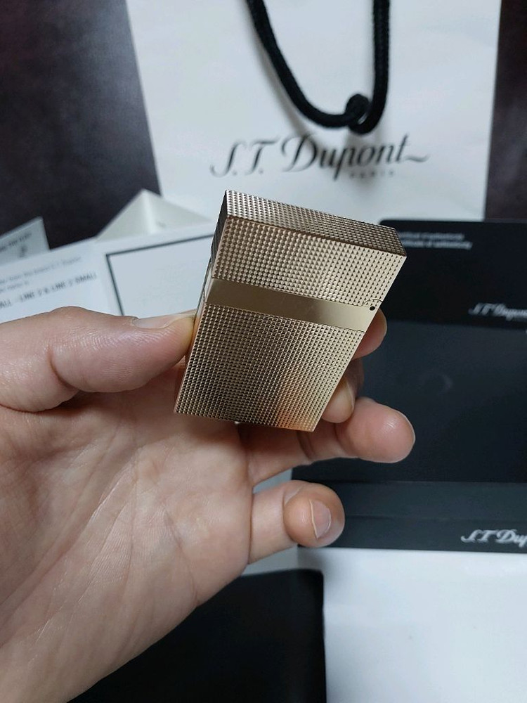 [새상품급,풀세트] 듀퐁라이터 뉴 라인2 신형 ca18691 로즈골드 쌍불 듀퐁 라이타--2