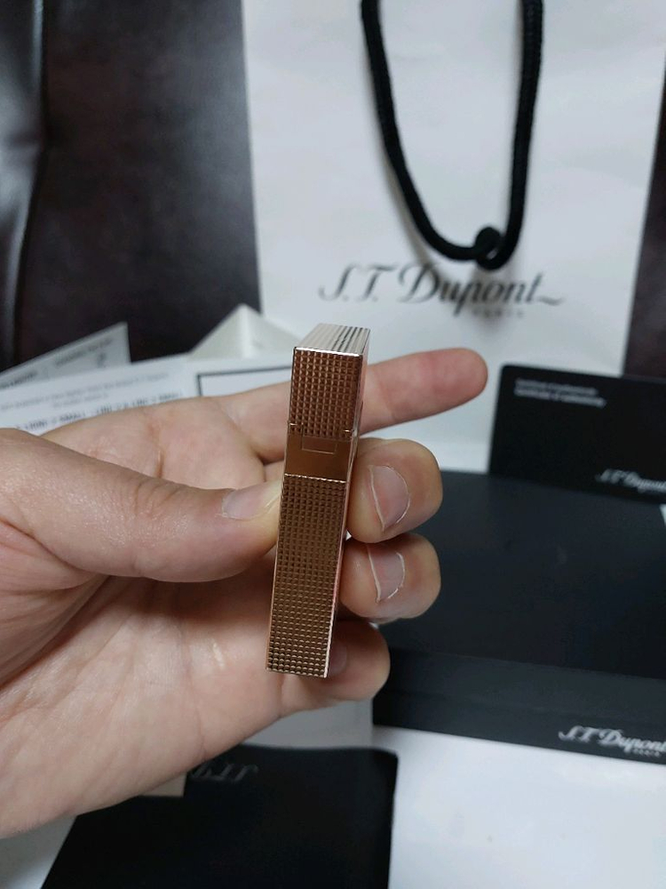 [새상품급,풀세트] 듀퐁라이터 뉴 라인2 신형 ca18691 로즈골드 쌍불 듀퐁 라이타--4