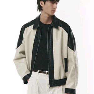 도프제이슨 오버핏 비건레더 래피드 투톤 자켓 L