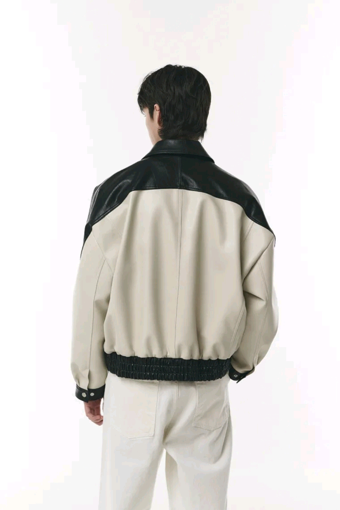 도프제이슨 오버핏 비건레더 래피드 투톤 자켓 L--1