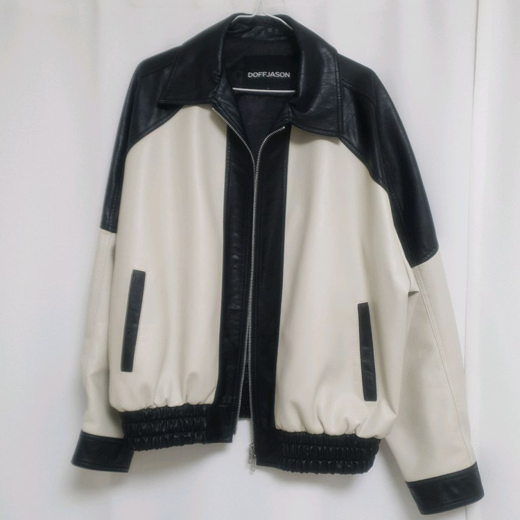 도프제이슨 오버핏 비건레더 래피드 투톤 자켓 L--3
