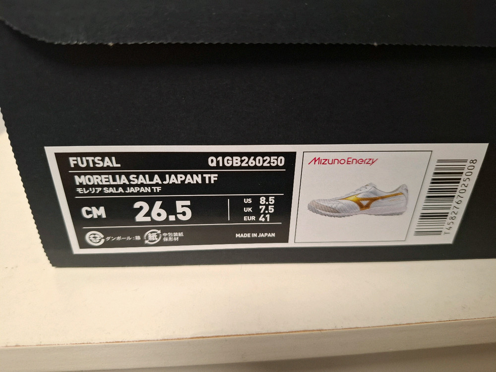 [새제품] 미즈노 풋살화 모렐리아 살라 재팬 TF 265 화이트/골드--9