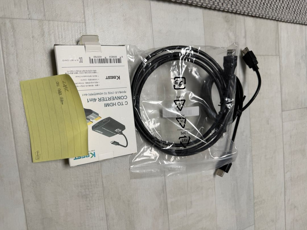 KBEST USB-C 듀얼 HDMI 어댑터 / 4K 지원 / 구성품 풀세트 / HDMI 케이블 2개 서비스 포함--1