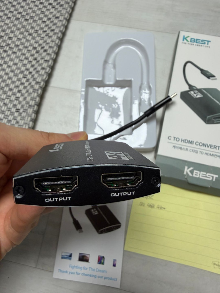 KBEST USB-C 듀얼 HDMI 어댑터 / 4K 지원 / 구성품 풀세트 / HDMI 케이블 2개 서비스 포함--4