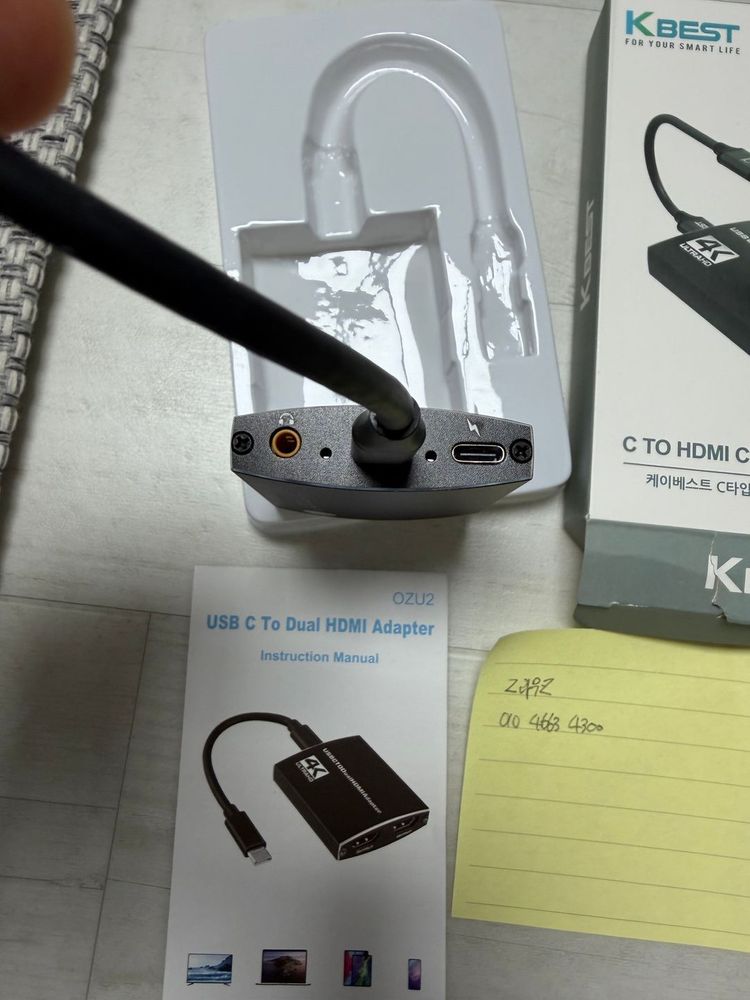 KBEST USB-C 듀얼 HDMI 어댑터 / 4K 지원 / 구성품 풀세트 / HDMI 케이블 2개 서비스 포함--3