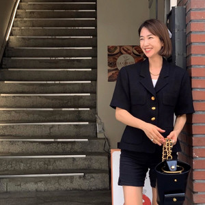 쏭스튜디오 short sleeved tweed 블랙