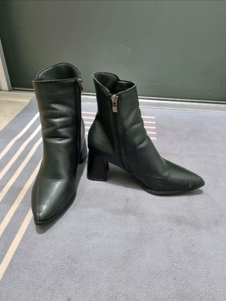 블랙 가죽 앵클 부츠-240,245 일괄 3개--1