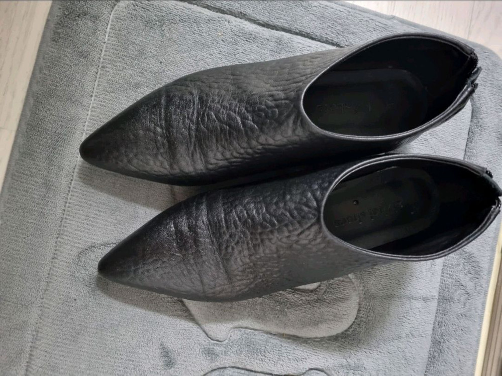 블랙 가죽 앵클 부츠-240,245 일괄 3개--4