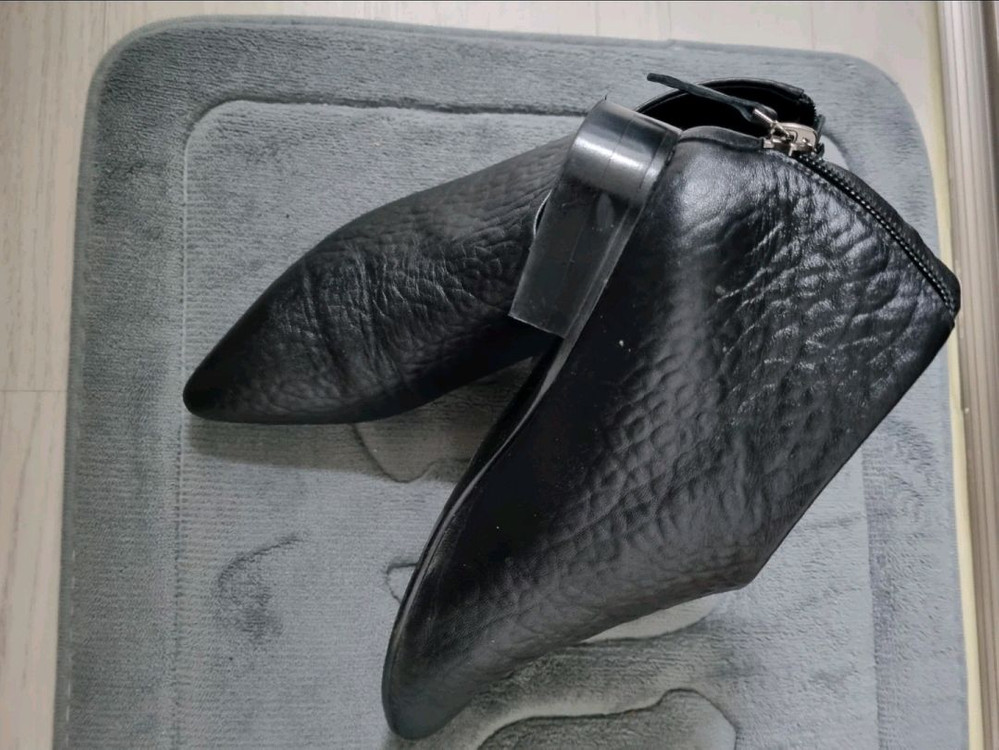 블랙 가죽 앵클 부츠-240,245 일괄 3개--5