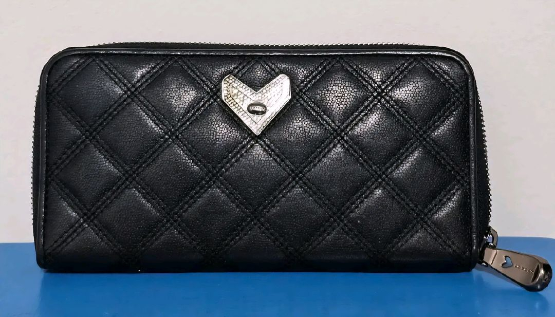 러브캣 블랙 양가죽 카드 현금 장지갑 19*9--1