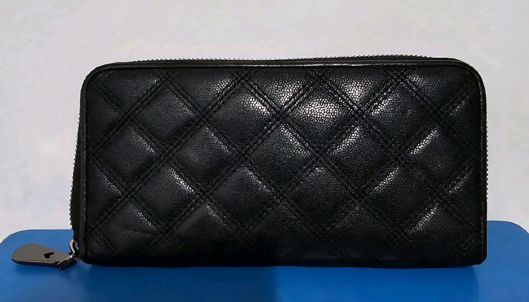 러브캣 블랙 양가죽 카드 현금 장지갑 19*9--2