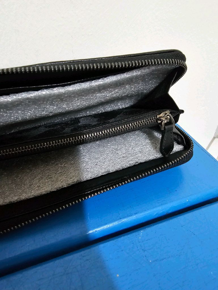 러브캣 블랙 양가죽 카드 현금 장지갑 19*9--5