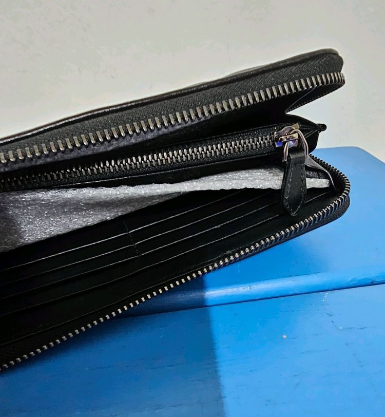 러브캣 블랙 양가죽 카드 현금 장지갑 19*9--6