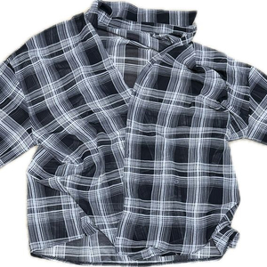 체크 롱 슬리브 시스루 셔츠