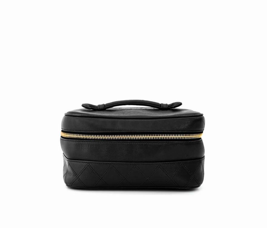 샤넬 여성 CC로고 베니티 구형 메이크업 파우치 토트백 금장 블랙 이미지