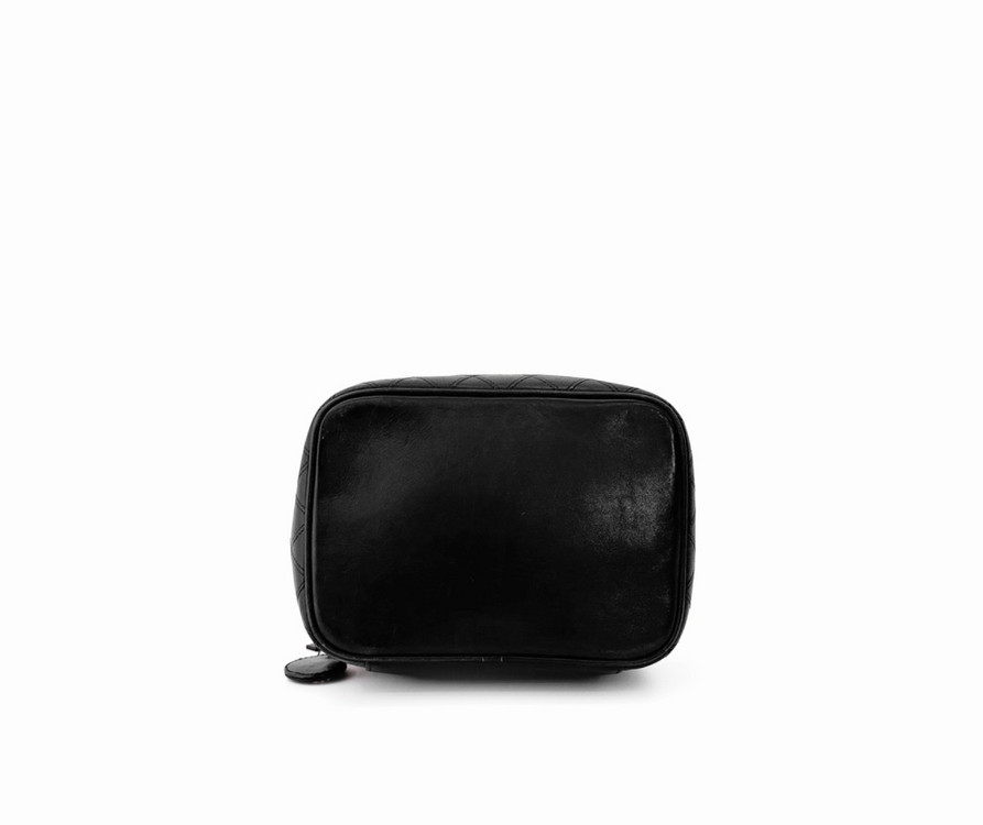 샤넬 여성 CC로고 베니티 구형 메이크업 파우치 토트백 금장 블랙 이미지