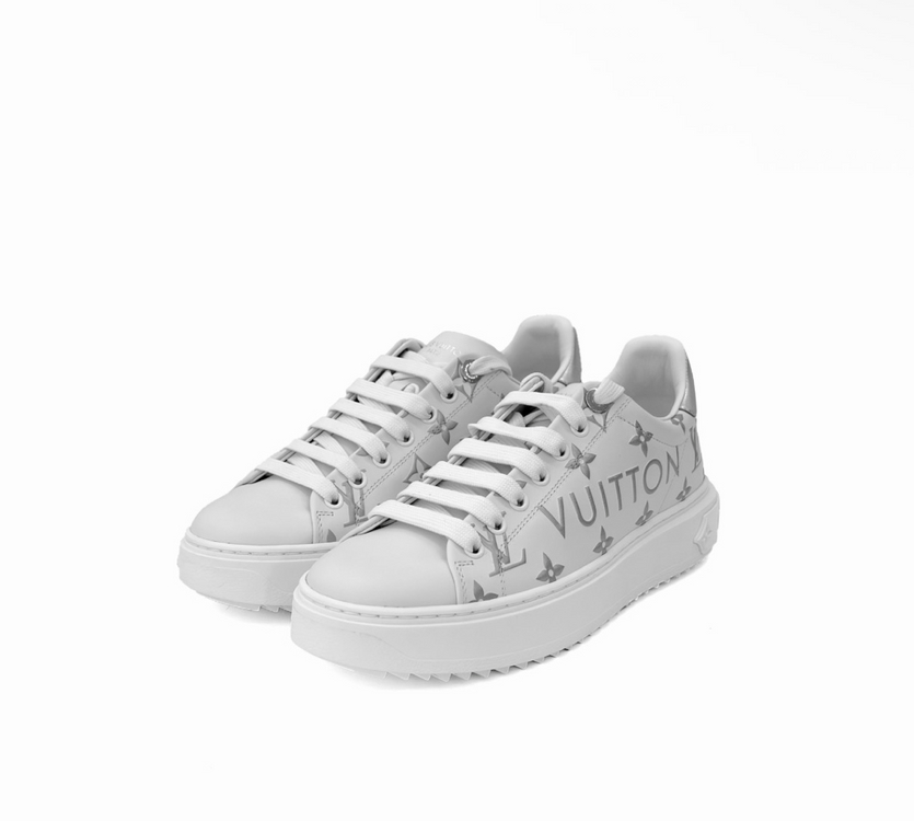 [37.5] 루이비통 여성 타임아웃 모노그램 로우탑 스니커즈 화이트 실버--2