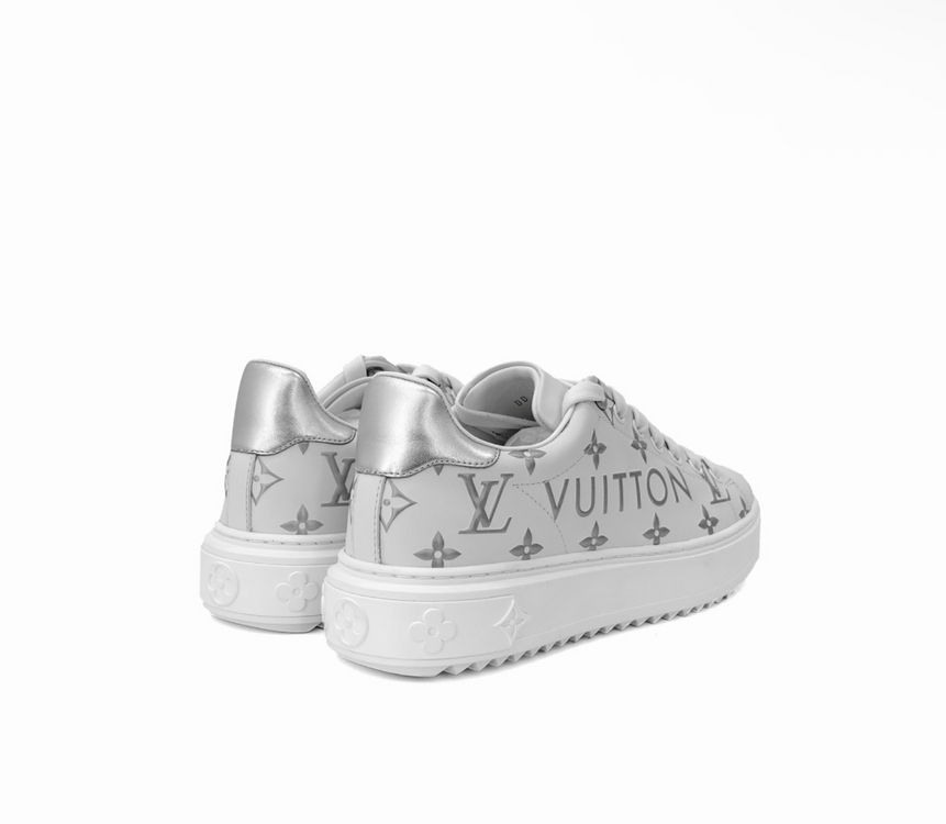[37.5] 루이비통 여성 타임아웃 모노그램 로우탑 스니커즈 화이트 실버--3