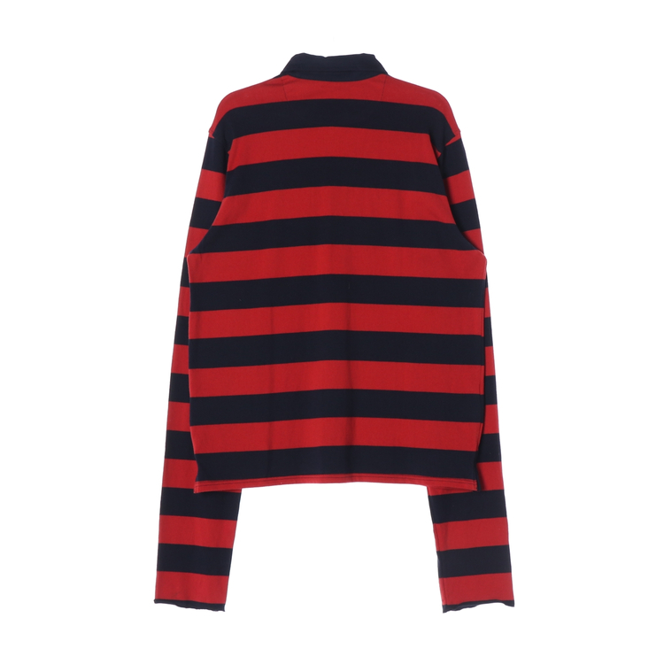 NOHANT 노앙 레드 럭비 스트라이프 긴팔 카라티 폴로 티셔츠 L 이미지