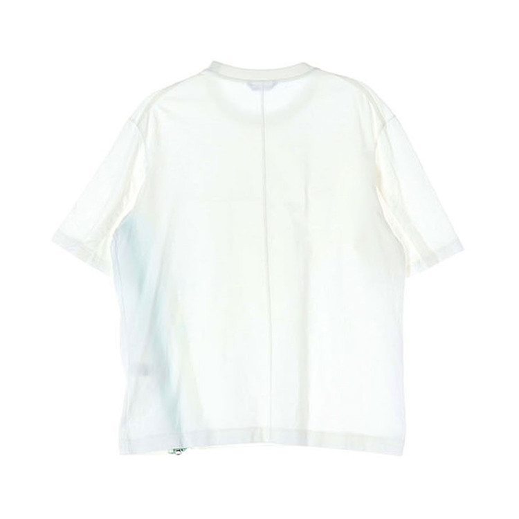 TIME 타임 화이트 그린 사선 지퍼 오버핏 반팔 크루넥 티셔츠 XL--1