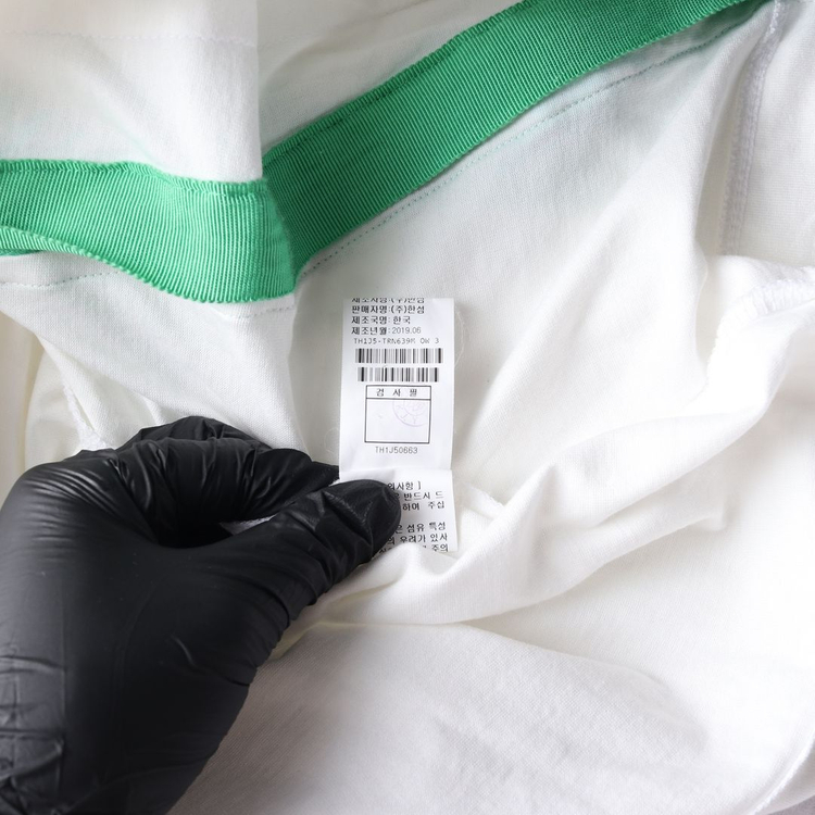 TIME 타임 화이트 그린 사선 지퍼 오버핏 반팔 크루넥 티셔츠 XL--6