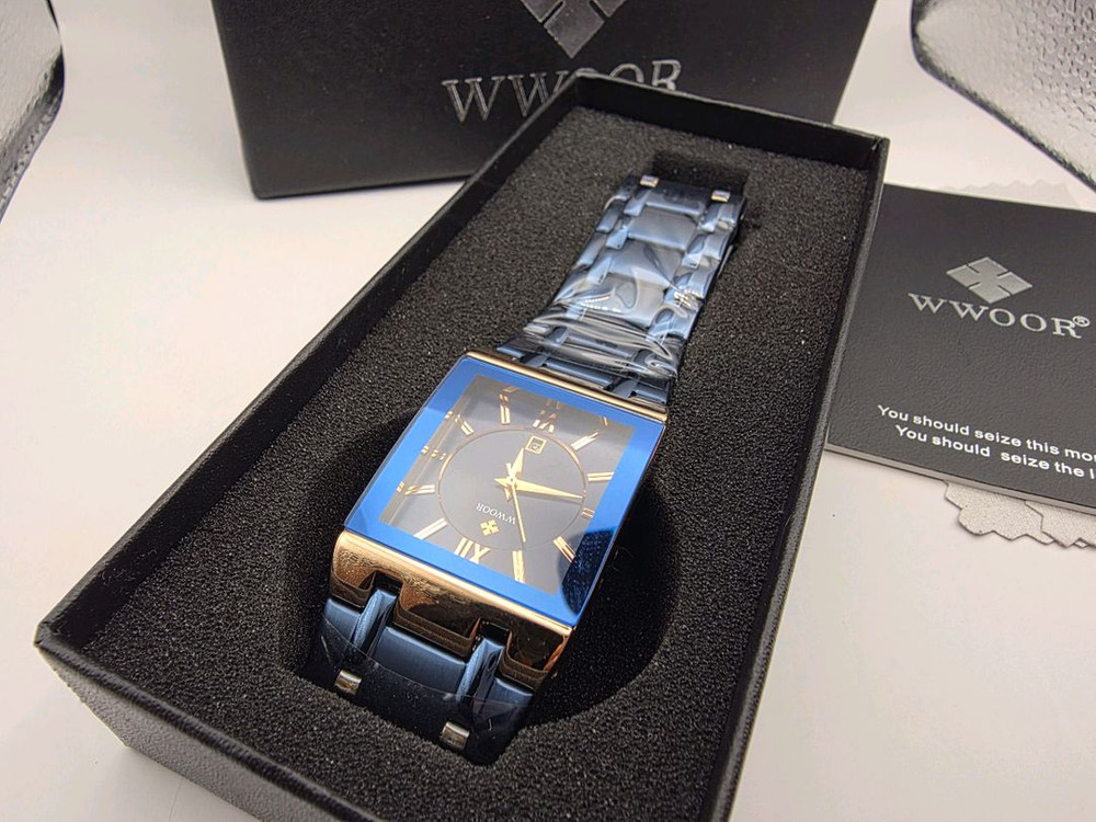 WWOOR 남성 사각 메탈 시계 새상품--1