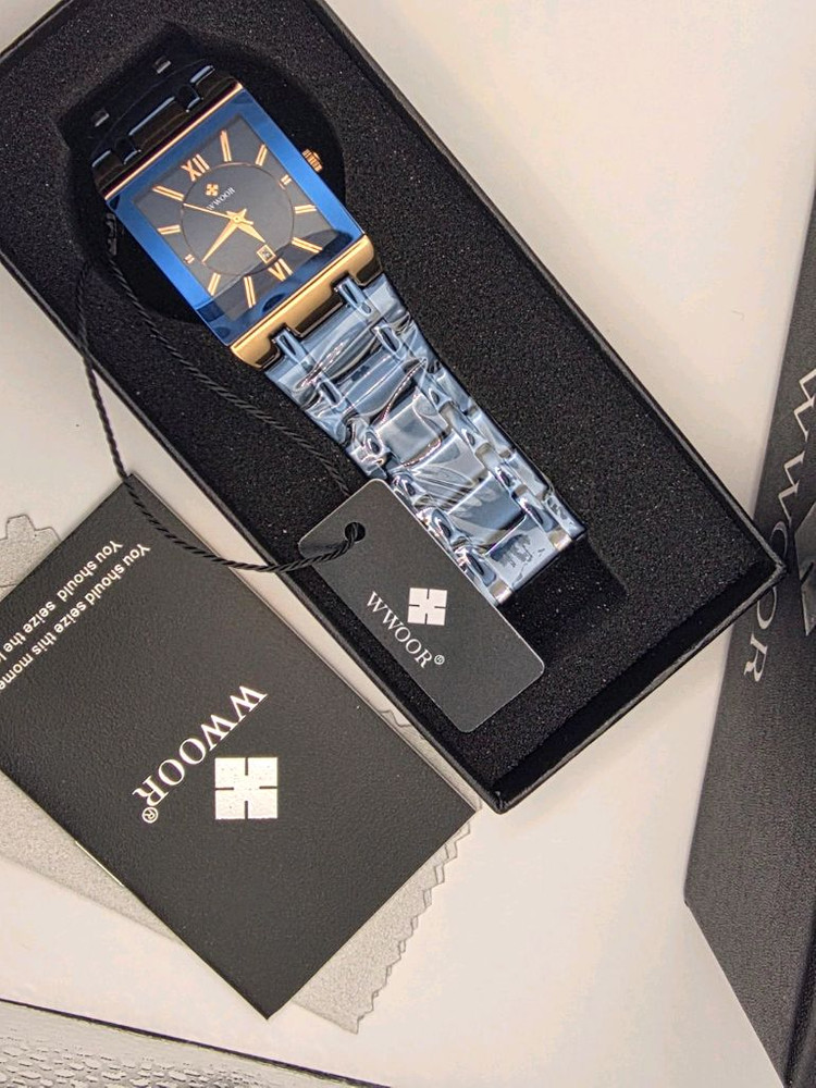 WWOOR 남성 사각 메탈 시계 새상품--2