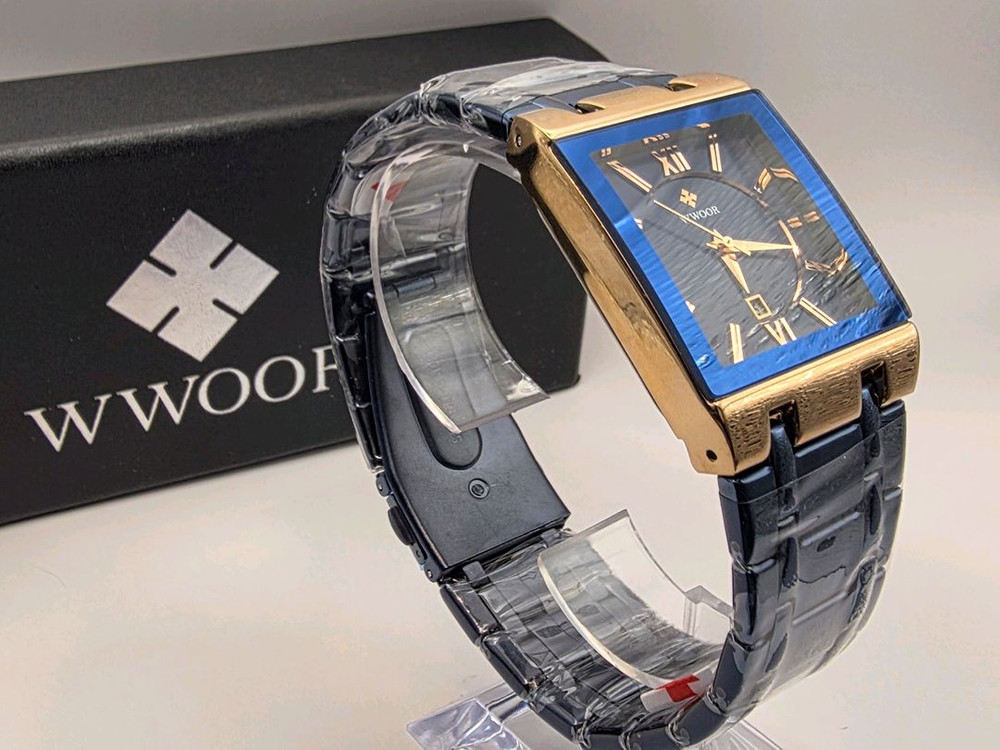 WWOOR 남성 사각 메탈 시계 새상품--5