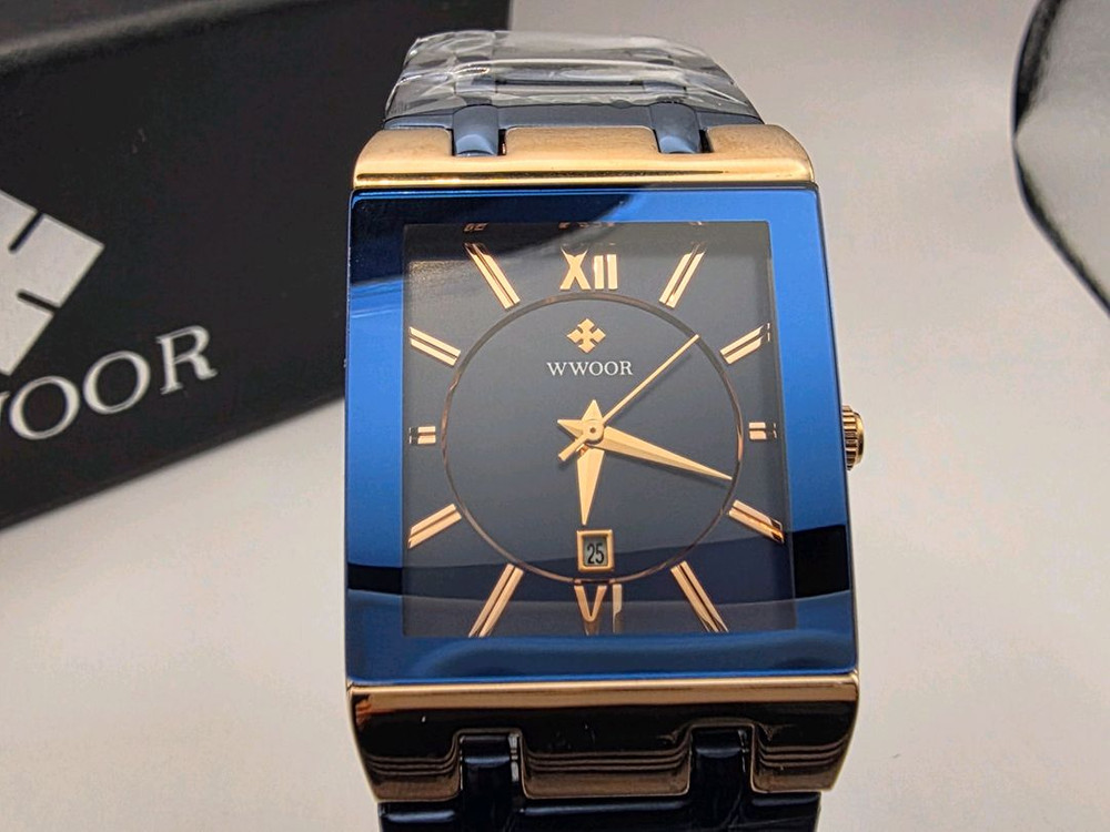WWOOR 남성 사각 메탈 시계 새상품--6