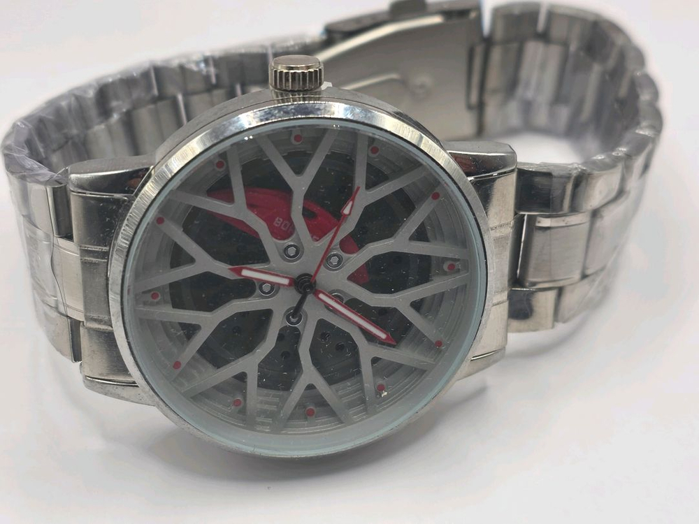 휠디자인 메탈 쿼츠 시계--4