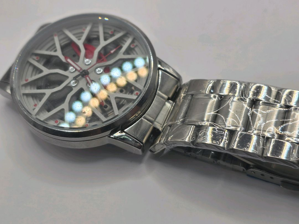 휠디자인 메탈 쿼츠 시계--5