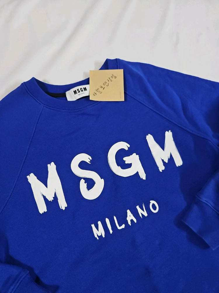 [M] 정품 MSGM 블루 기모 맨투맨 긴팔 티셔츠--1
