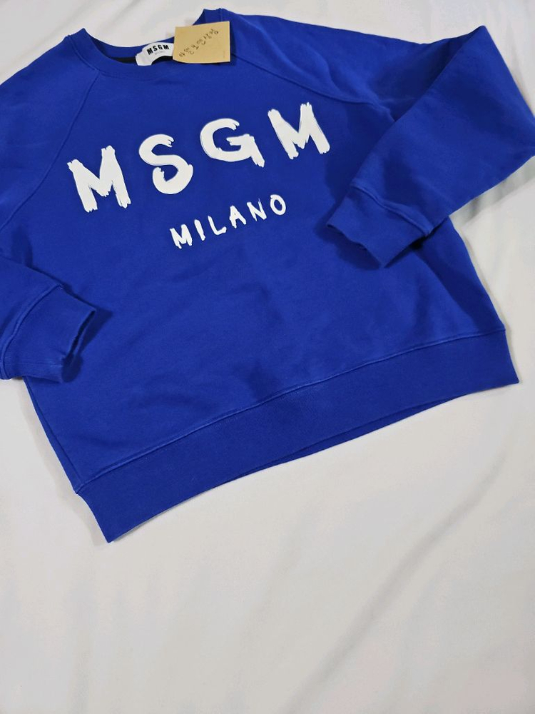 [M] 정품 MSGM 블루 기모 맨투맨 긴팔 티셔츠--2