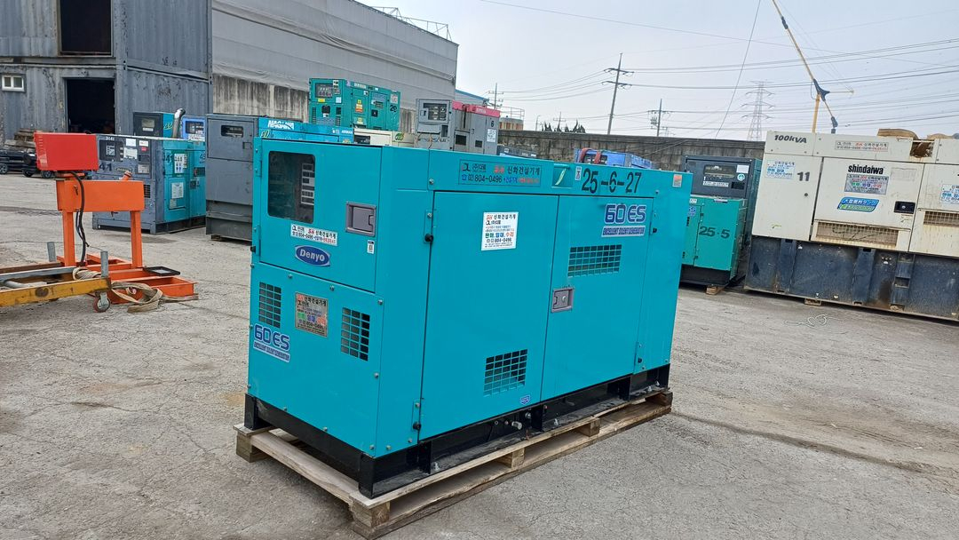 중고 60k VA 비상용 산업용 공사현장 방음형 발전기 임대 판매--1